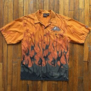Harley Davidson Flames SCREAMING EAGLE Performance Parts Garage Shirt Men LargeO